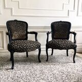 Restored Louis XV-style leopard convertible chairs