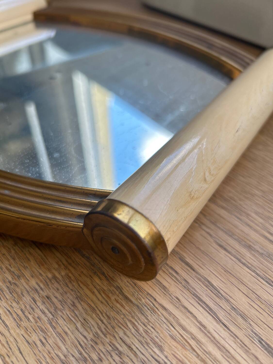 Plateau miroir art deco , bois doré