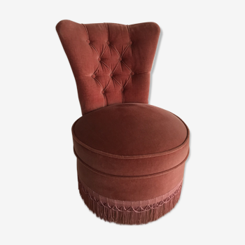 Toad Chair / Vintage Powder Pink Velvet Heater - Padded