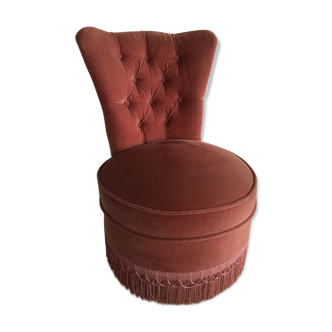 Toad Chair / Vintage Powder Pink Velvet Heater - Padded