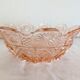 Pressed glass pink coupe with geometric decoration – mid 20th century