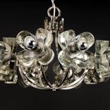Large chrome glass and crystal pendant by Sische, Germany, 1970s.