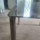 Dining table in chromed steel and smoked glass top, 1969