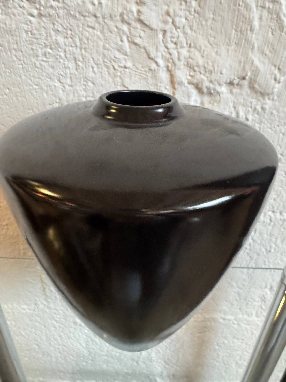 Modernist black ceramic vase from the 1950s.