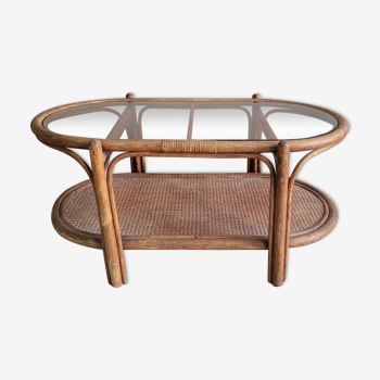 Rattan coffee table smoked glass