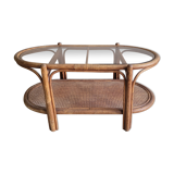 Rattan coffee table smoked glass