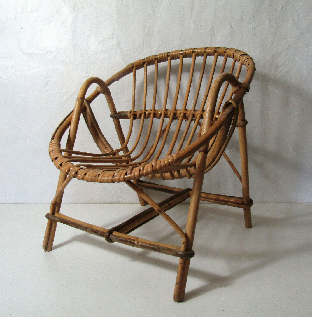 Children's rattan shell chair