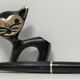 Porte stylo zoomorphe chat bronze patine noir design vintage