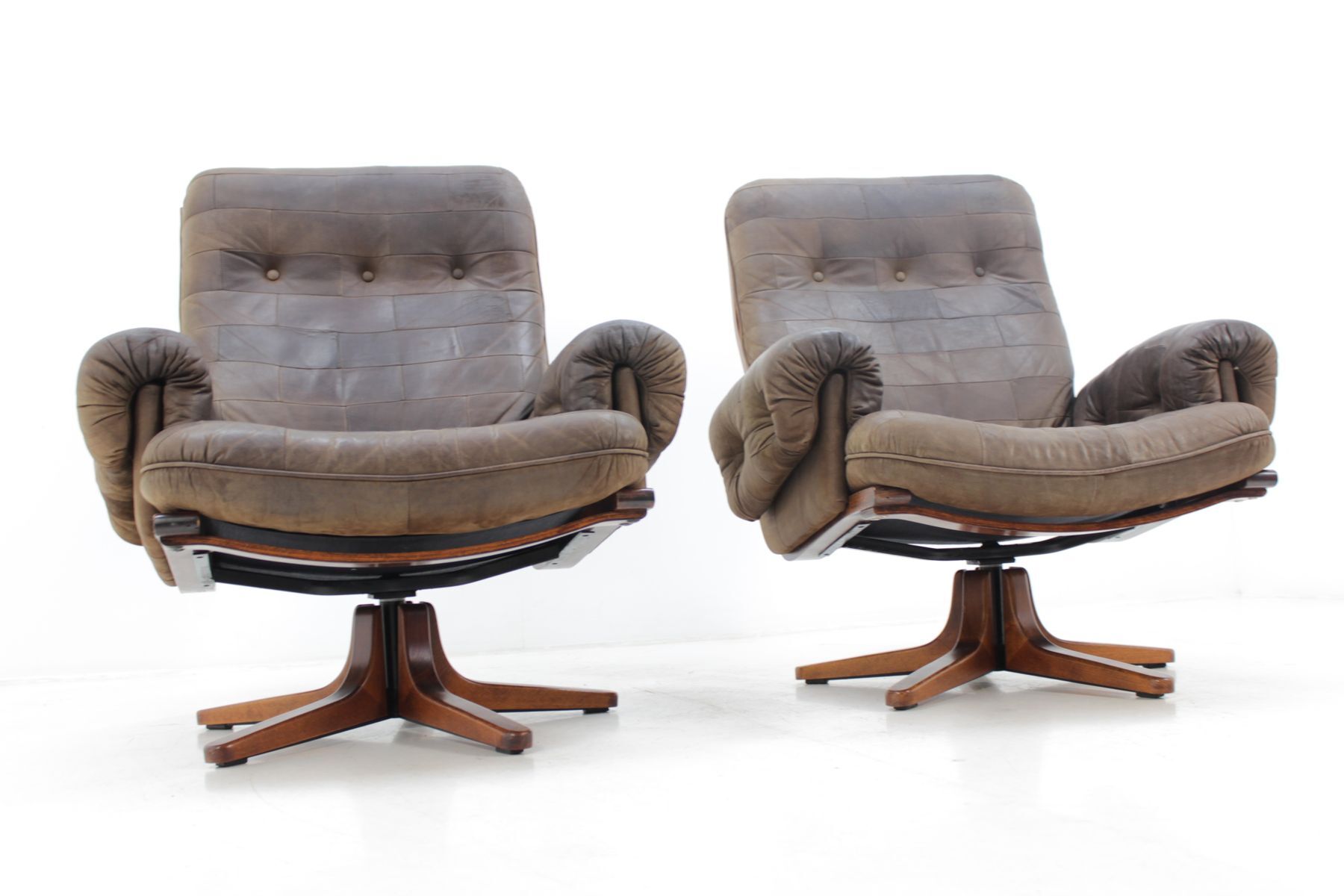 Scandinavian armchairs leather 1970 s