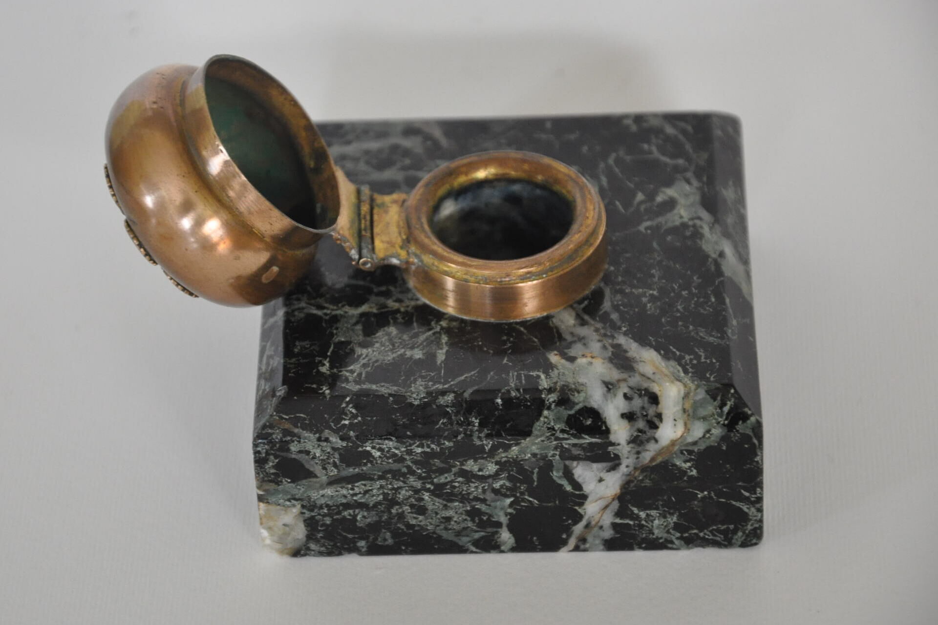 Encrier ancien marbre et bronze