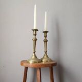 Pair of antique brass candlesticks Scandinavian countryside candlesticks