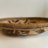 Two-coloured braided wicker basket