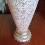 Pink and gold blown glass vase