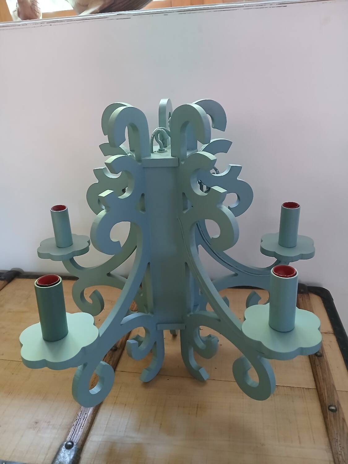 Gustavian style wooden chandelier