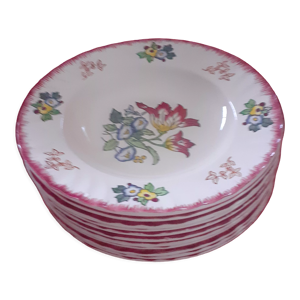 11 assiettes plates peintes main