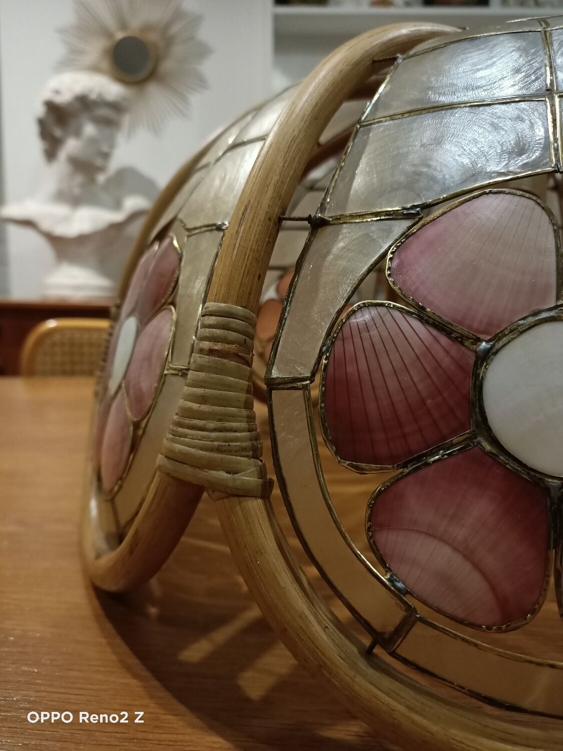 Suspension nacre et bambou