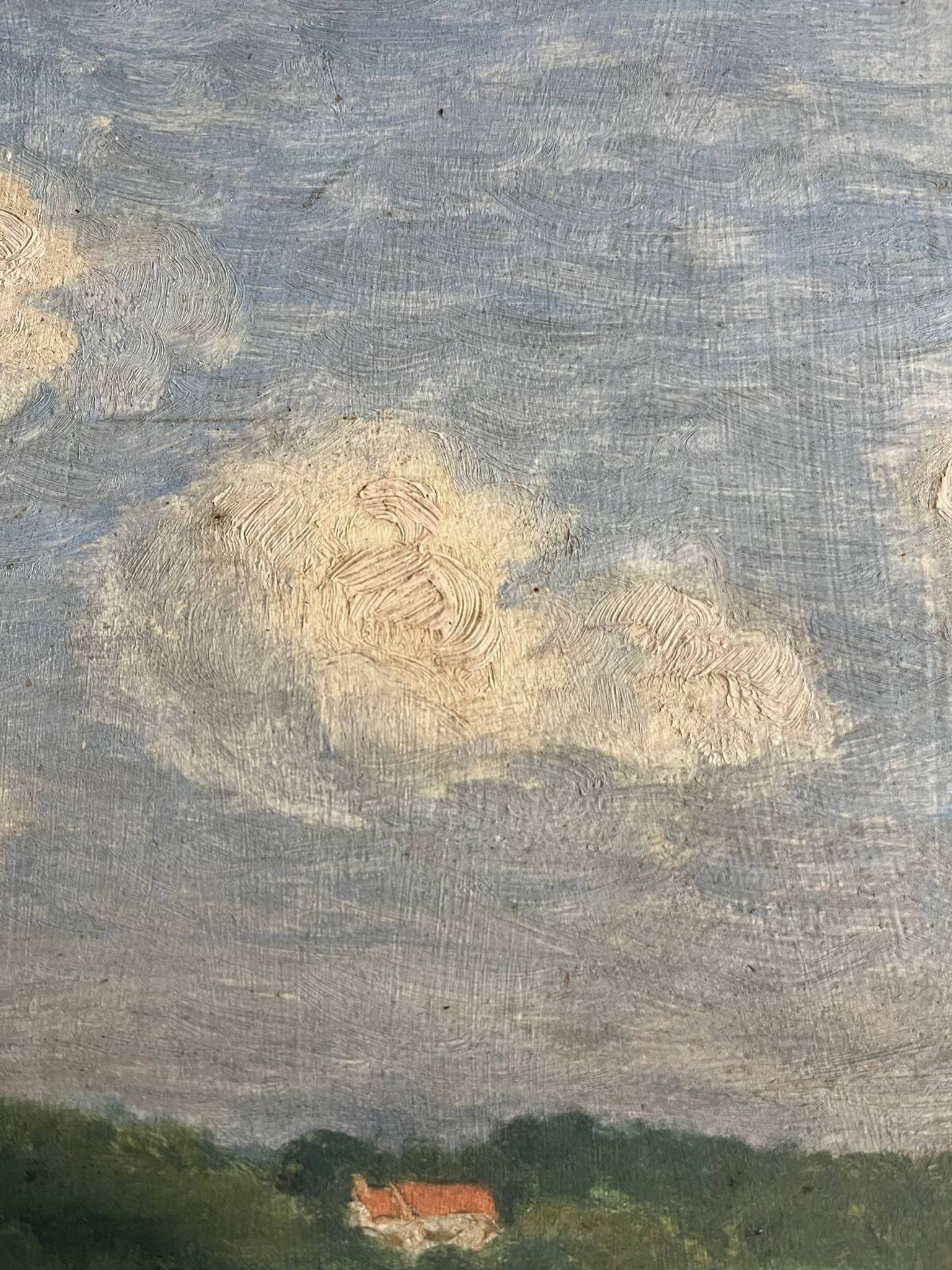 Tableau HSP "Paysage aux blés et coquelicots" post impressionniste 1900