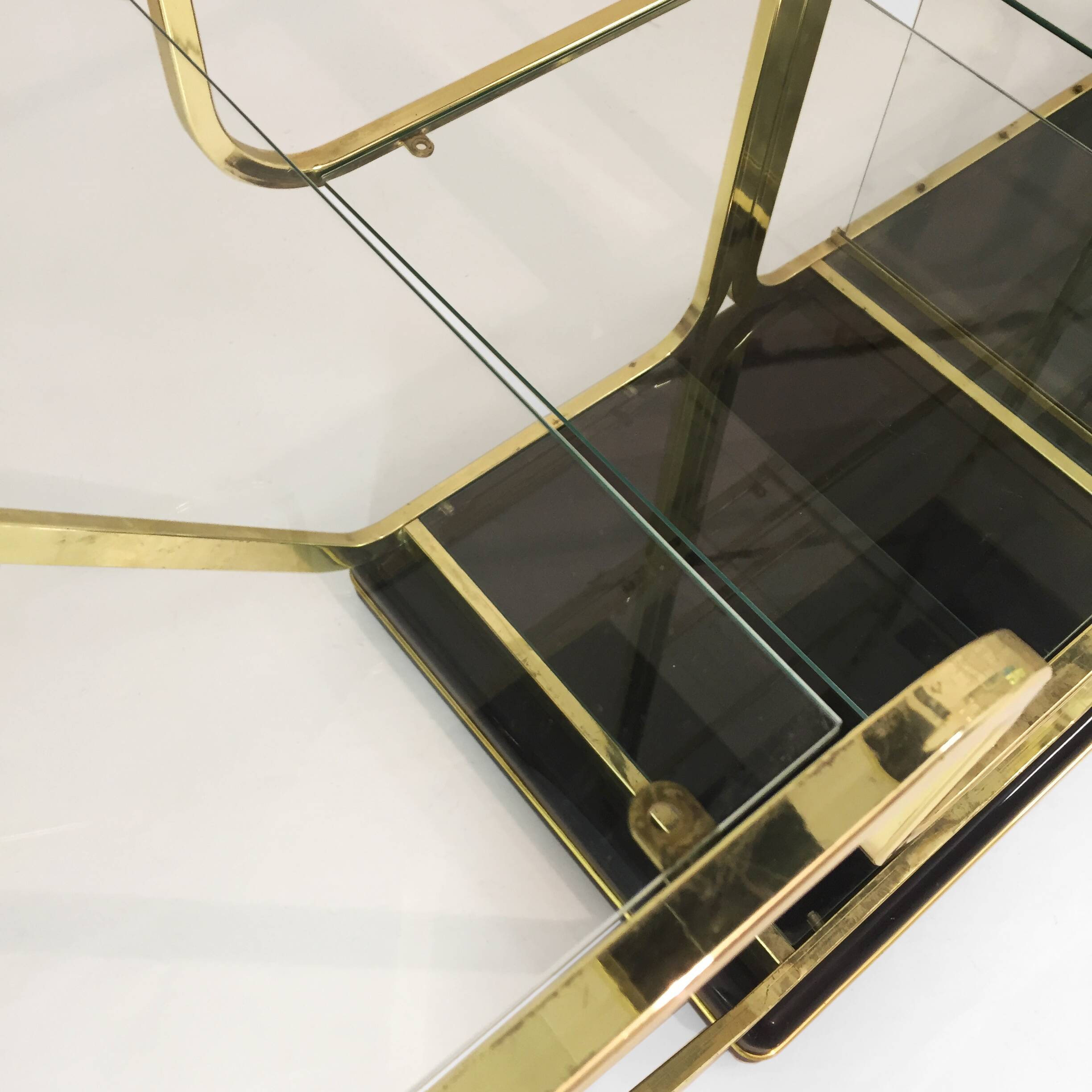 Brass Glass Octagonal Etagere Hollywood Regency 70s Midcentury