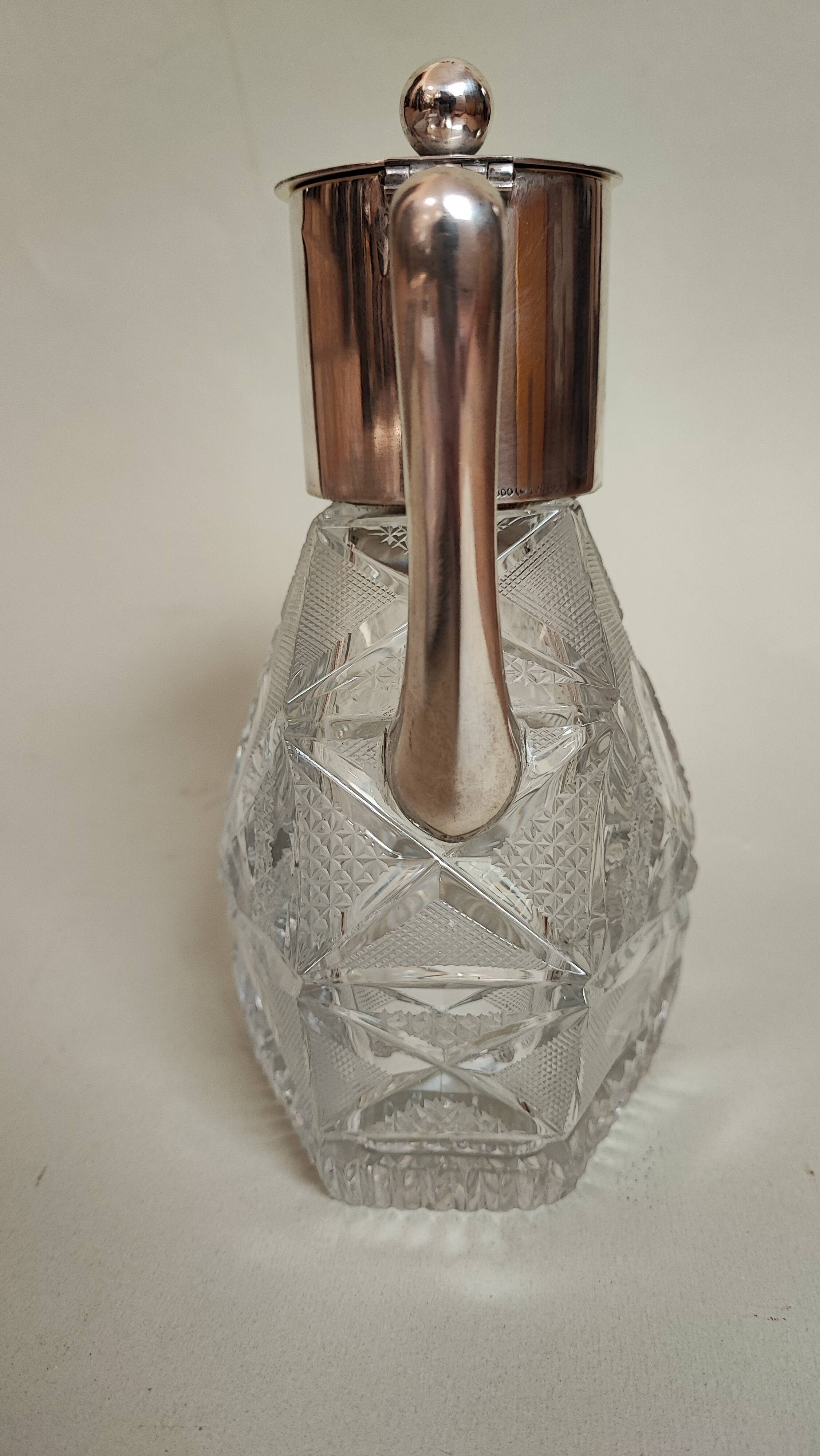 Pichet en cristal allemand et en argent sterling