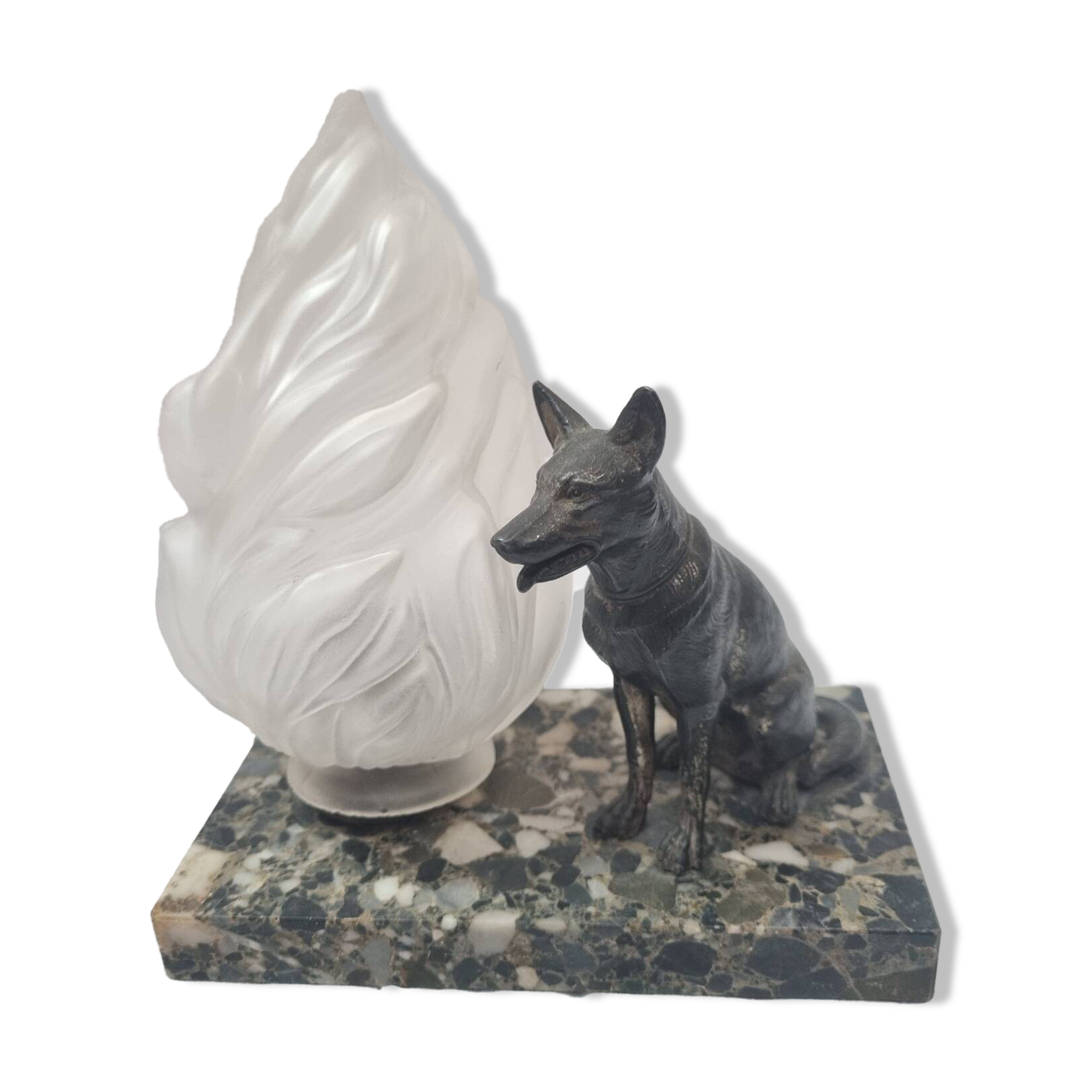 Art Deco marble dog lamp