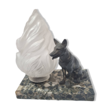 Art Deco marble dog lamp