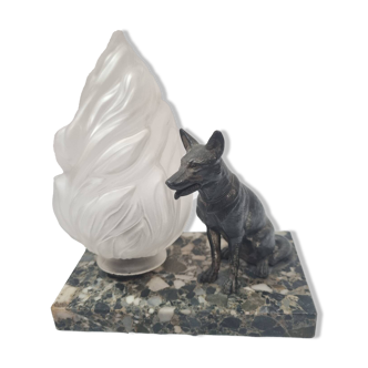 Art Deco marble dog lamp