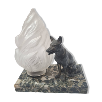 Art Deco marble dog lamp