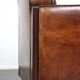 Sheepskin Art Deco design armchair with wood and beautiful cognac-colored leather