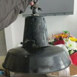 Old industrial lamp vintage sheet metal suspension 1950