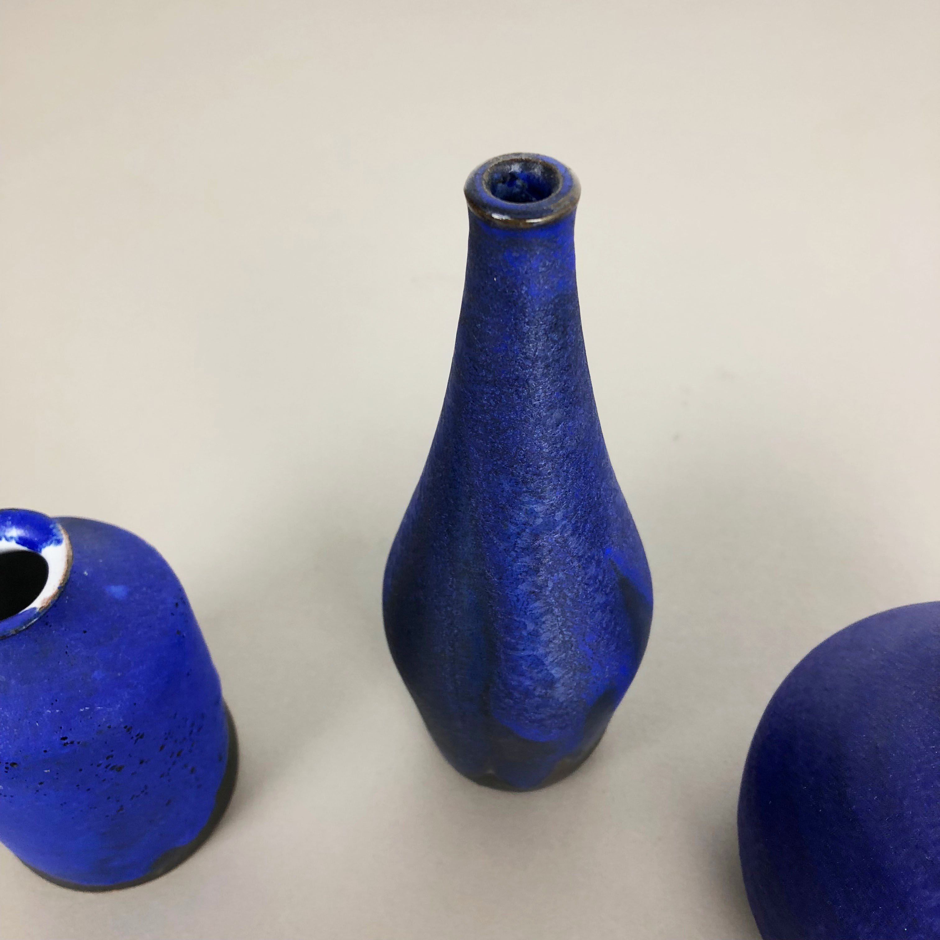 Set of 3 ceramic studio pottery vase by Gerhard Liebenthron, Germany, 1960s