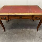 Louis XV Style Desk - Cherry Wood - Red Leather Top - with Extensions
