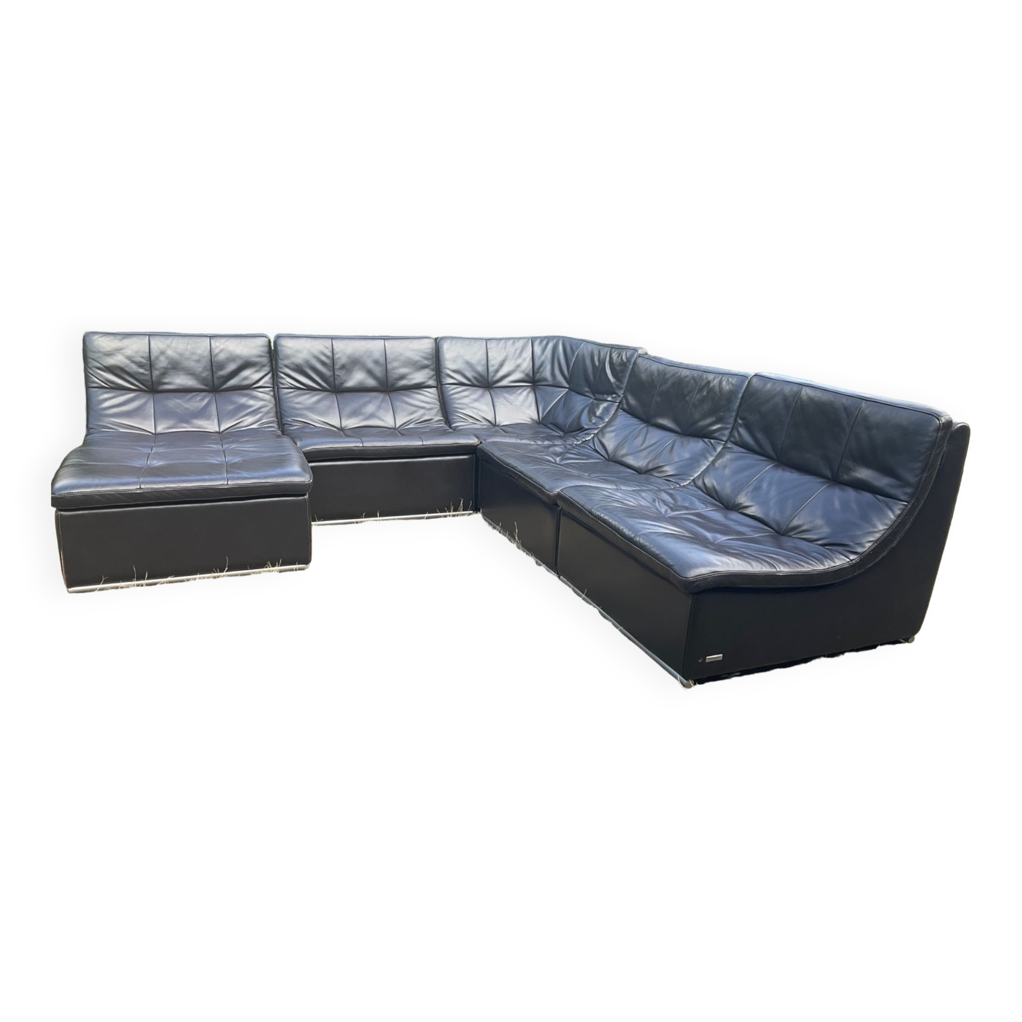 Incanto Italy modular corner sofa in brown leather