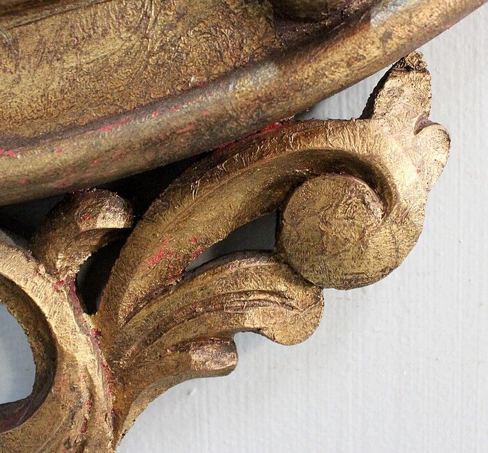 Ancient golden wood witch mirror - late 19th century