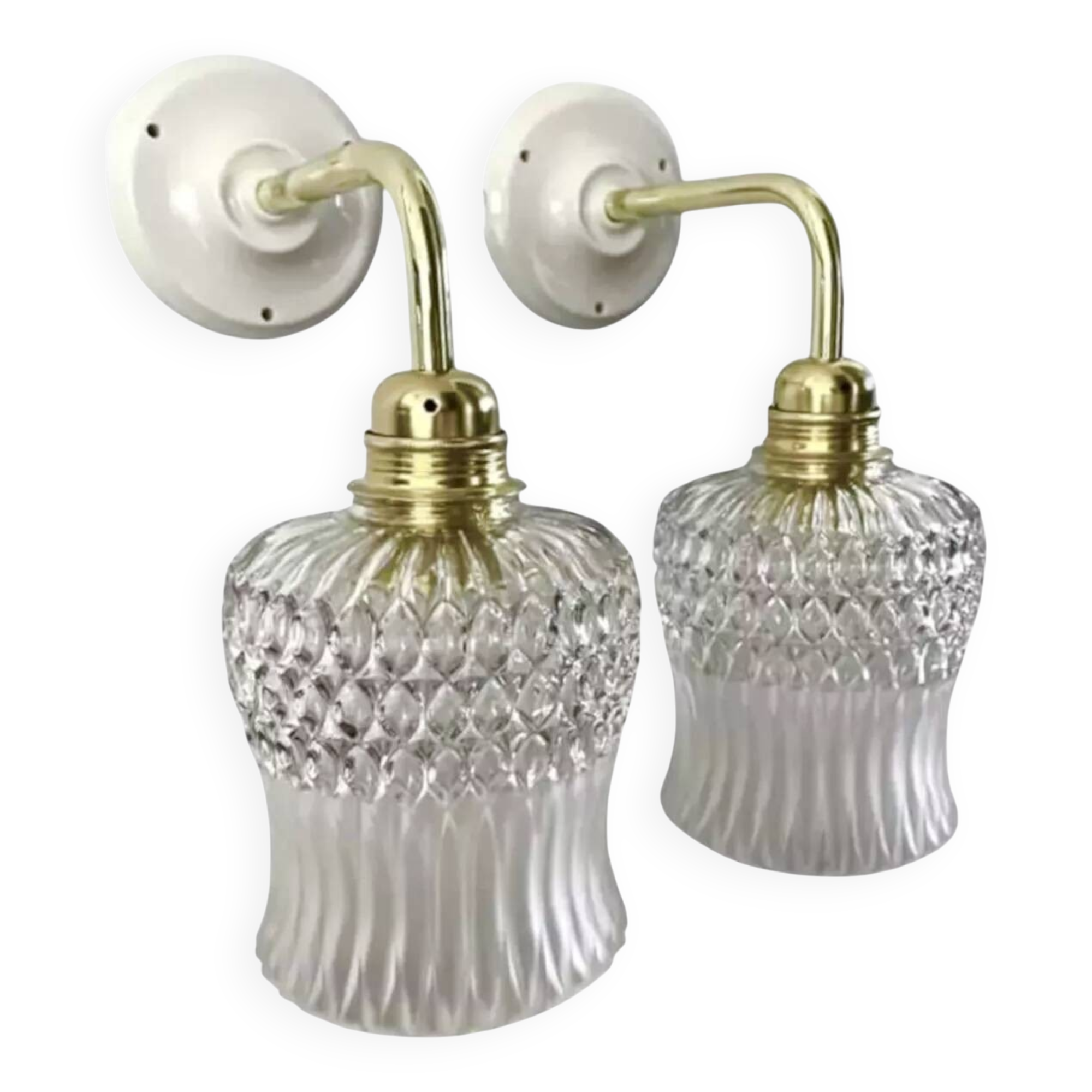 Pair of glass and ceramic wall lights
