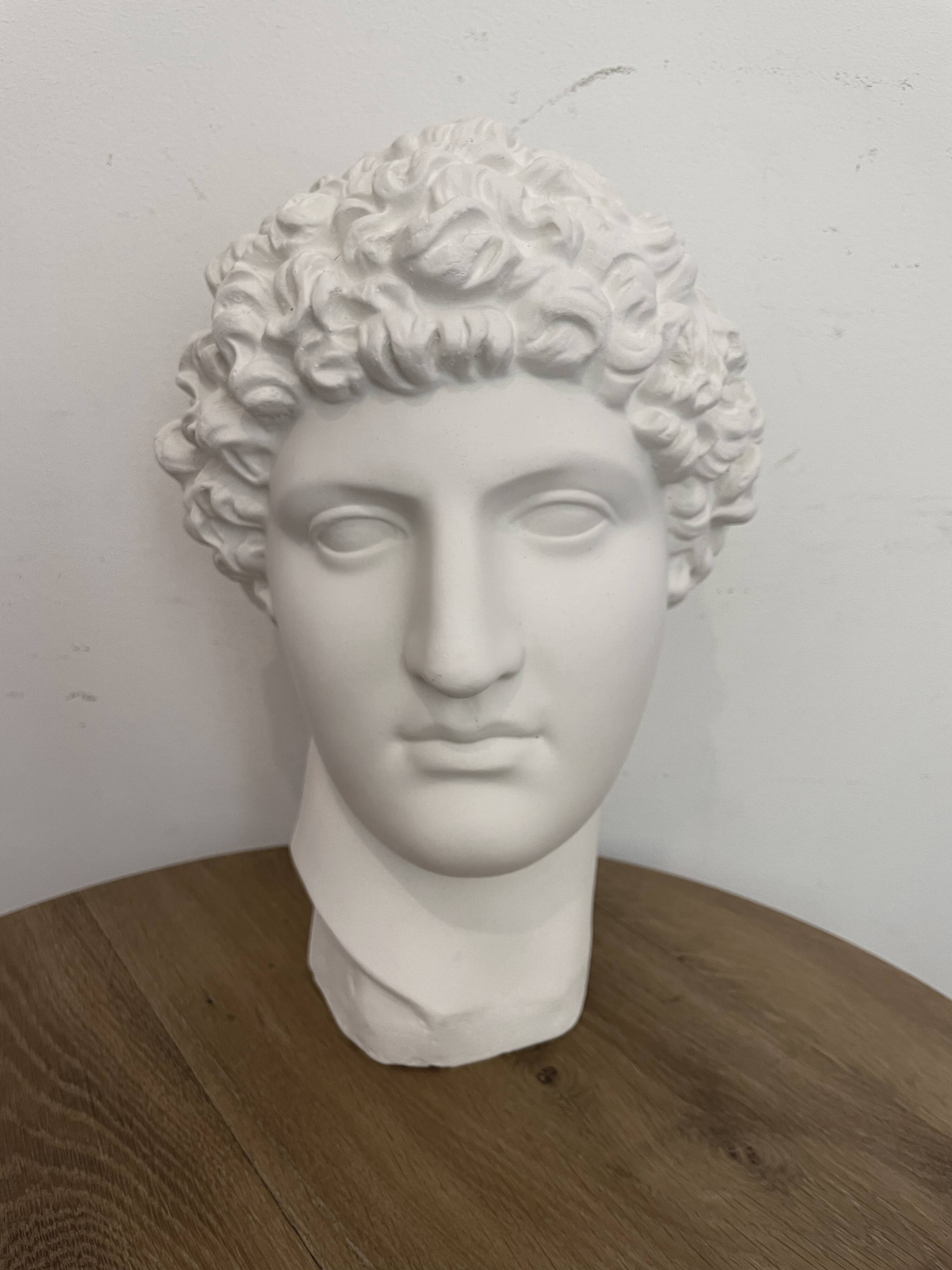 Greek head in polished white plaster