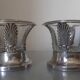 Pair of solid silver and crystal salt cellars