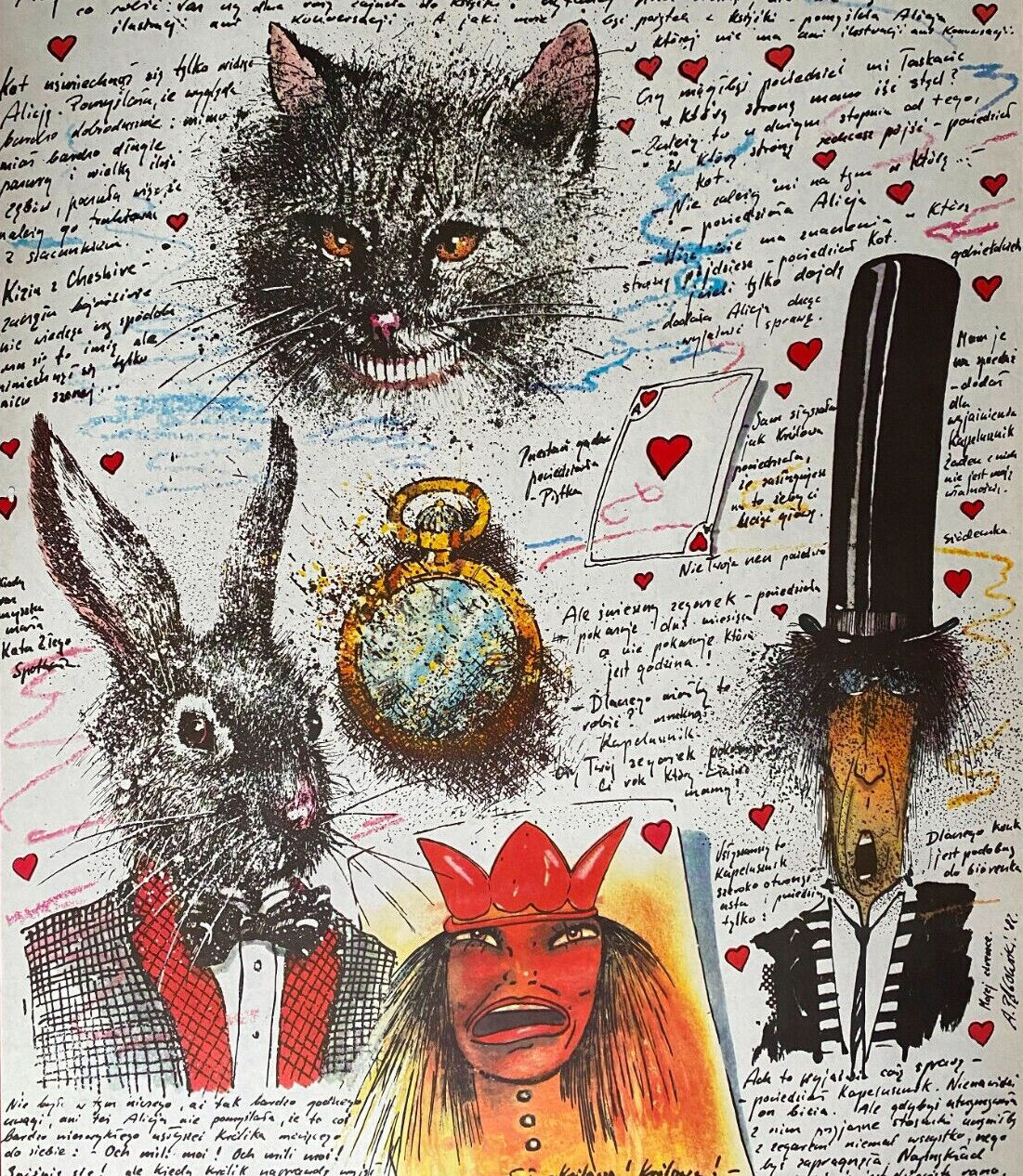 Affiche originale polonaise théùâtre "Alice in Wonderland" Pagowski 1982
