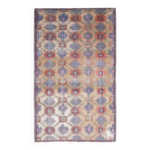 Tapis vintage turc Oushak fait main en laine et coton marron