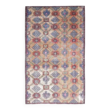 Tapis vintage turc Oushak fait main en laine et coton marron