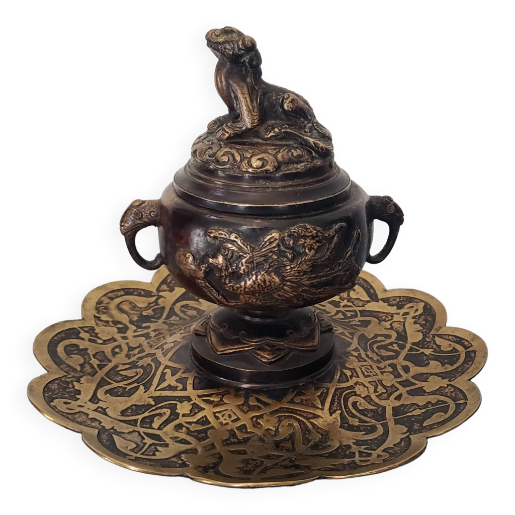 Encrier Ancien En Bronze Allemagne 1890 Forêt Noire - XIXème Siècle - Occasion