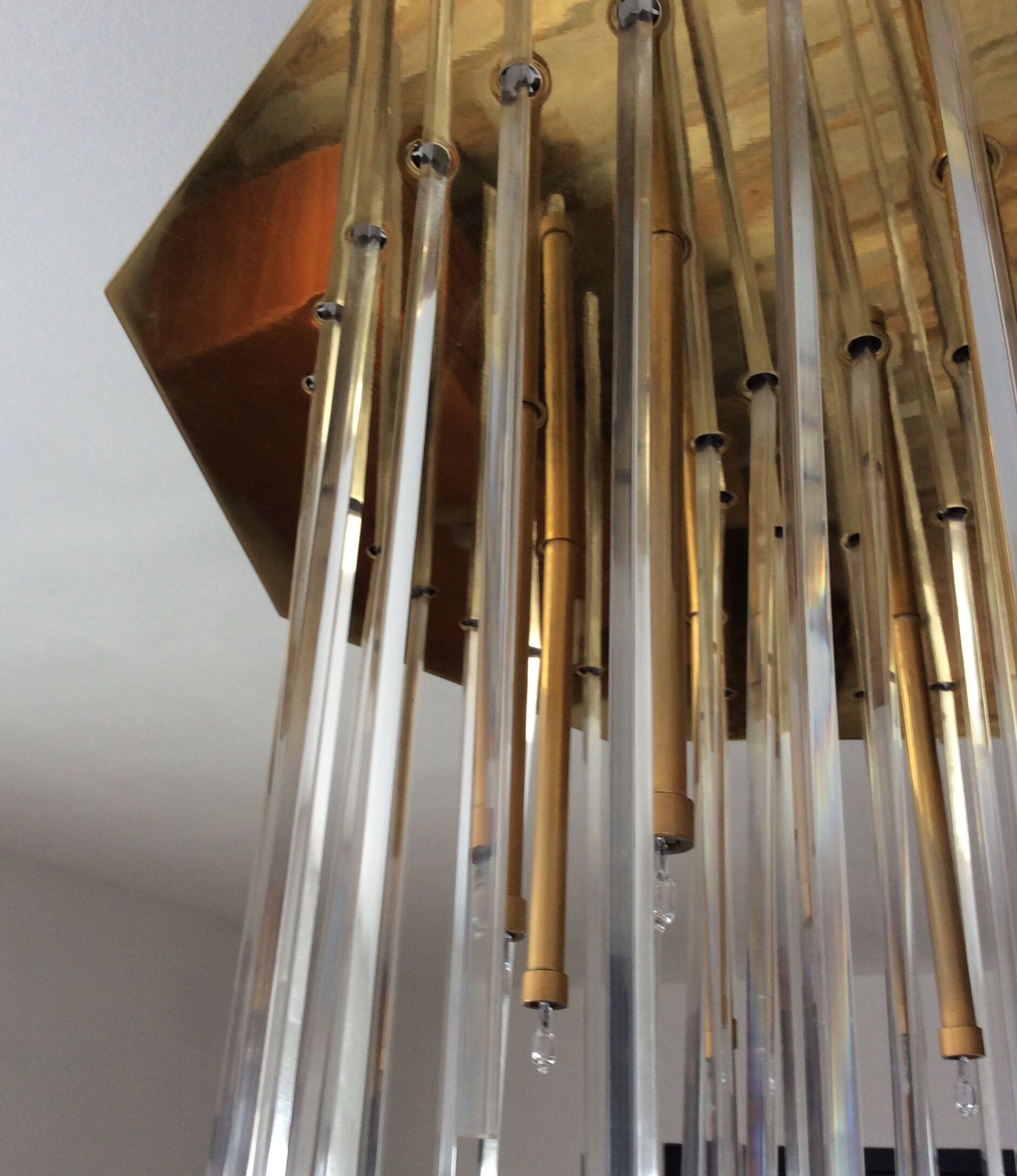 J.T Kalmar chandelier in brass and plexiglass of the 70s