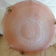 Art Deco style washbasin suspension in pale pink frosted glass