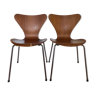 Pair of 2 Fritz Hansen 7 series chairs signed Mobilier International