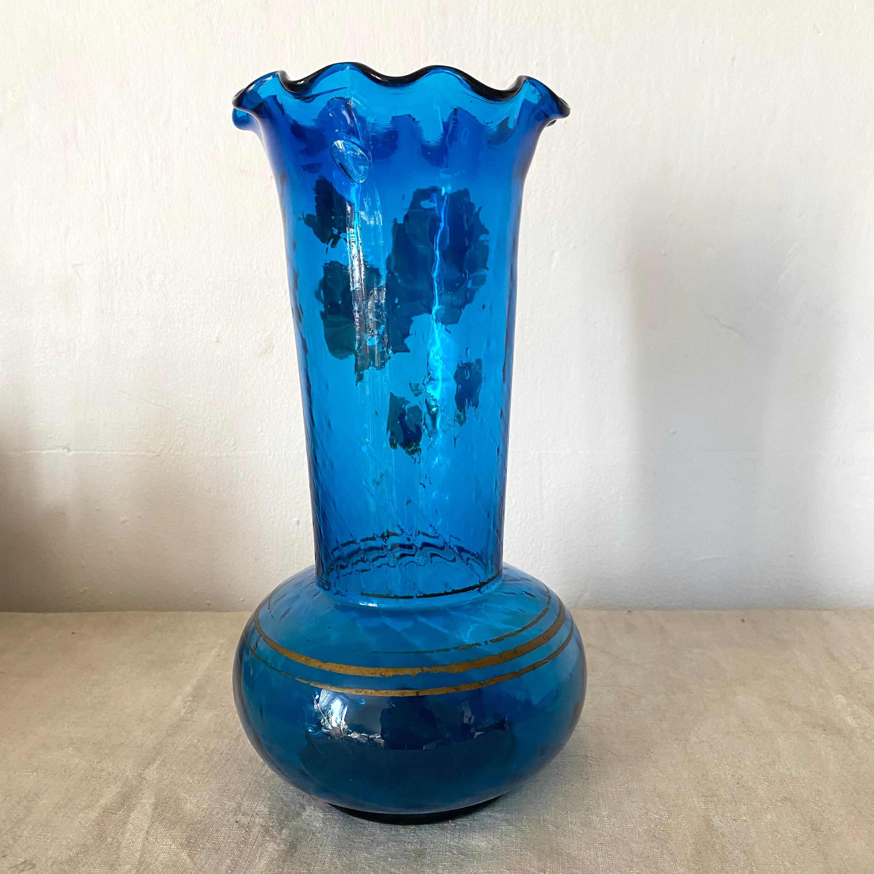 Antique blue glass vase from the 1900s
