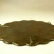 1950s handmade heavy brass serving tray, with handles and small feets, marked, vintage