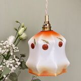Vintage tulip ride in white opaline cherry patterns