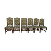 Series of 6 louis Xlll chairs in sheep bone