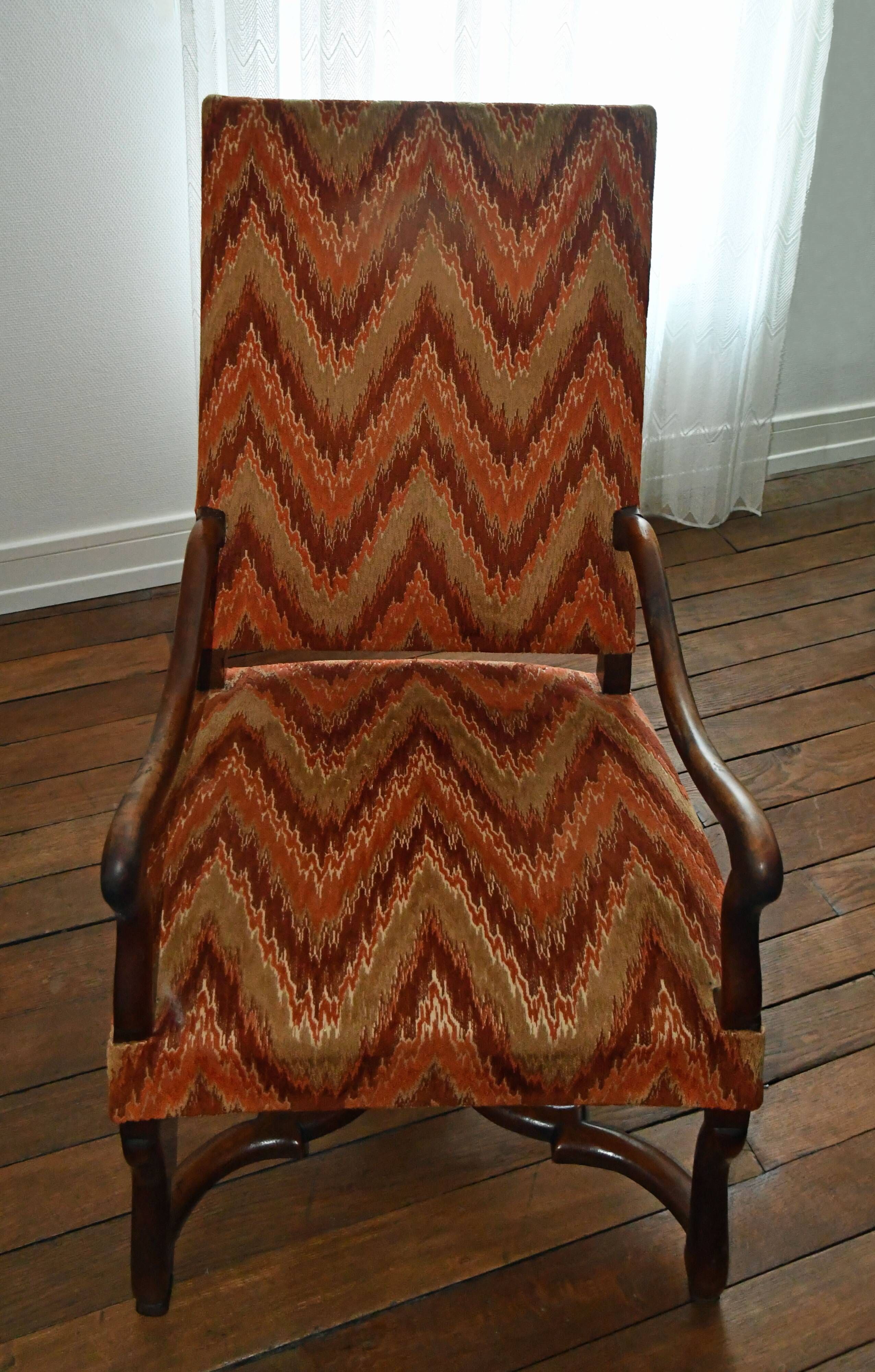 Pair of Louis XIII period armchairs in walnut sheep bone