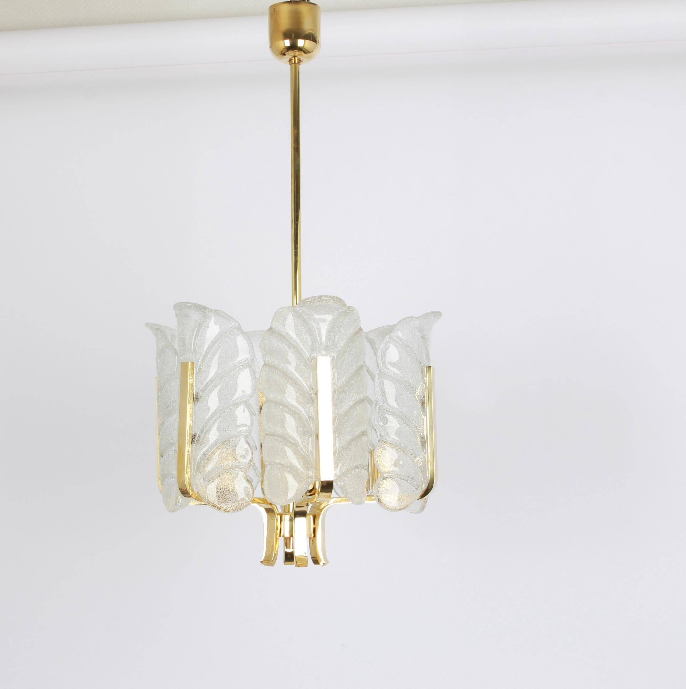 Chandelier by Carl Fagerlund Glass leaves Murano, 1960s