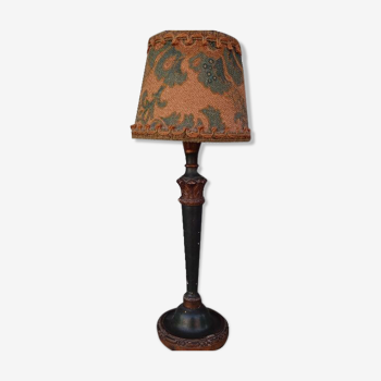 Lampe de table rocaille en bois laqué et doré